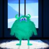 A green fur monster standing in a blue room. (1).jpg